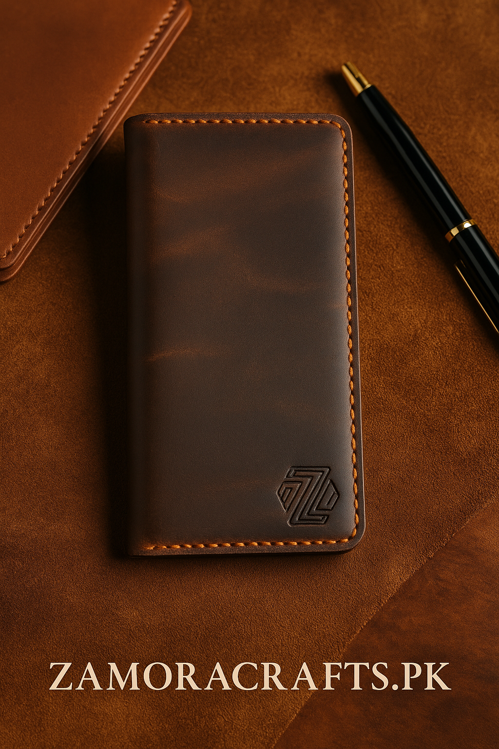 Handstitched Crazy Horse Leather Long Wallet – Elegance in Every Stitch
