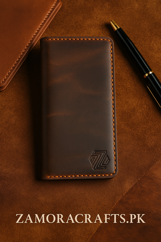 Handstitched Crazy Horse Leather Long Wallet – Elegance in Every Stitch