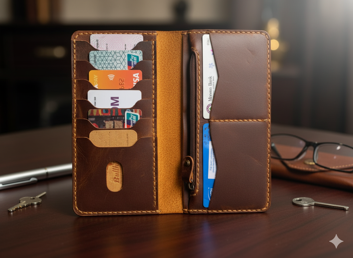Premium Handcrafted Long Wallet – Crazy Horse Leather