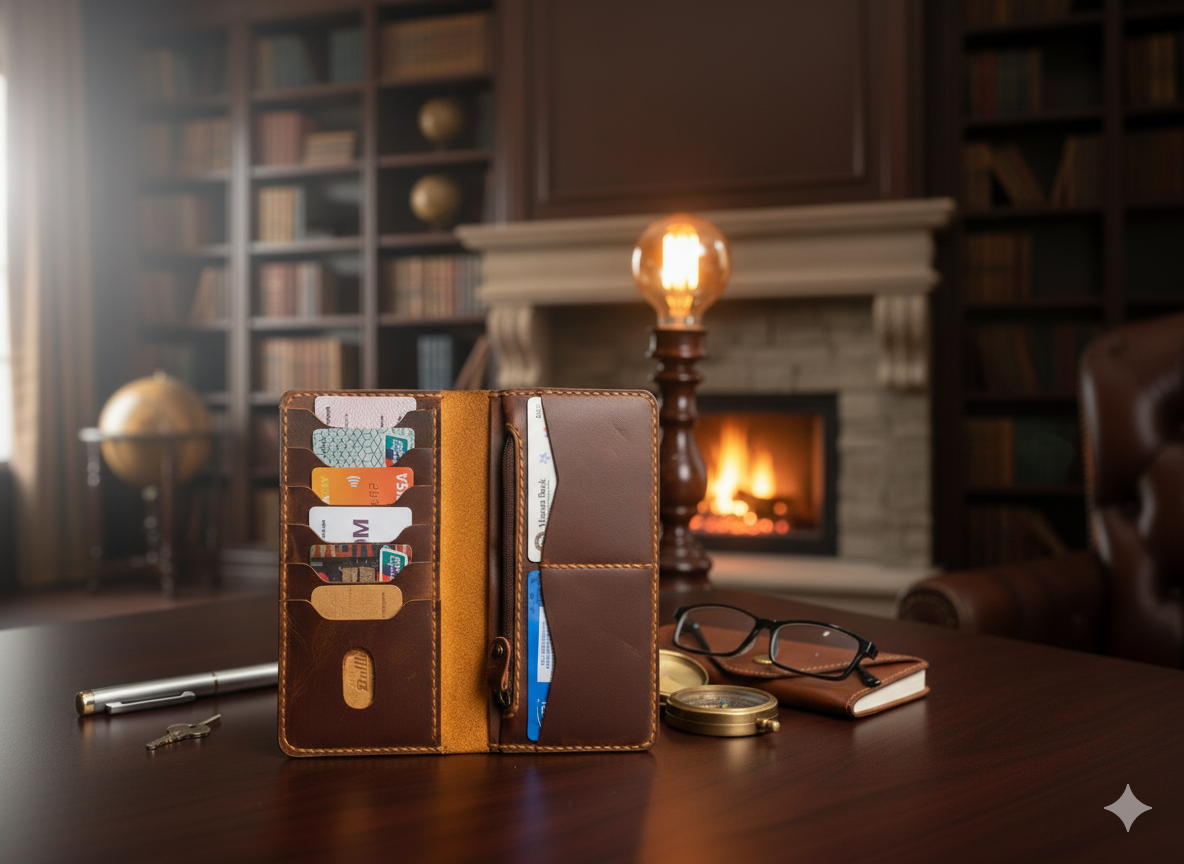 Premium Handcrafted Long Wallet – Crazy Horse Leather