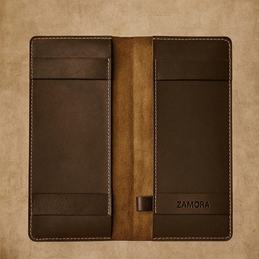 Zamora Premium Leather Check Book Cover – Slim Organizer